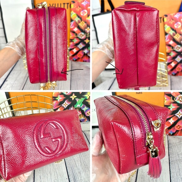 Gucci Soho crossbody bag in magenta pink leather *new with defect* - Picture 9 of 14